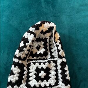 Black and White Crochet Hood